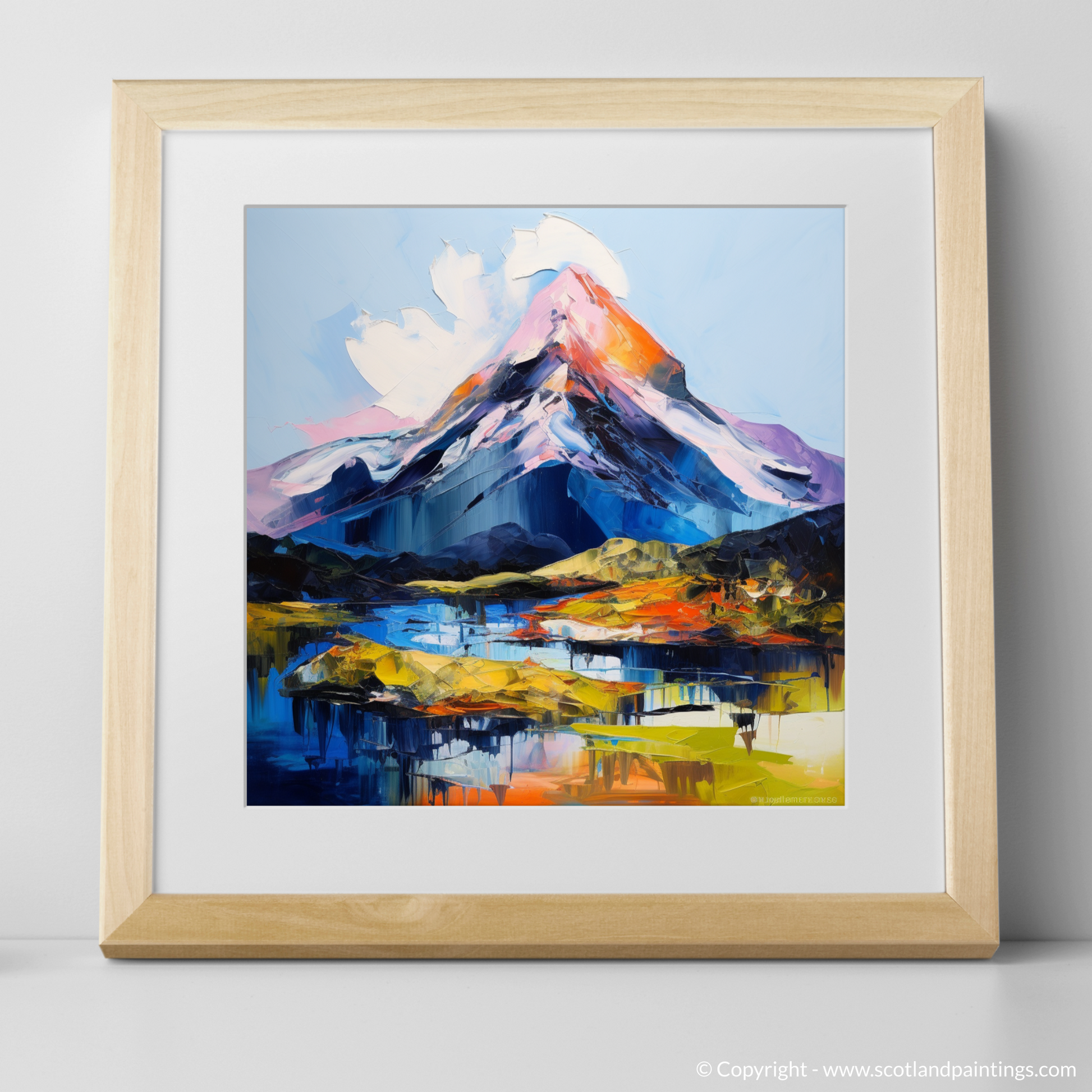 Art Print of Mount Keen with a natural frame