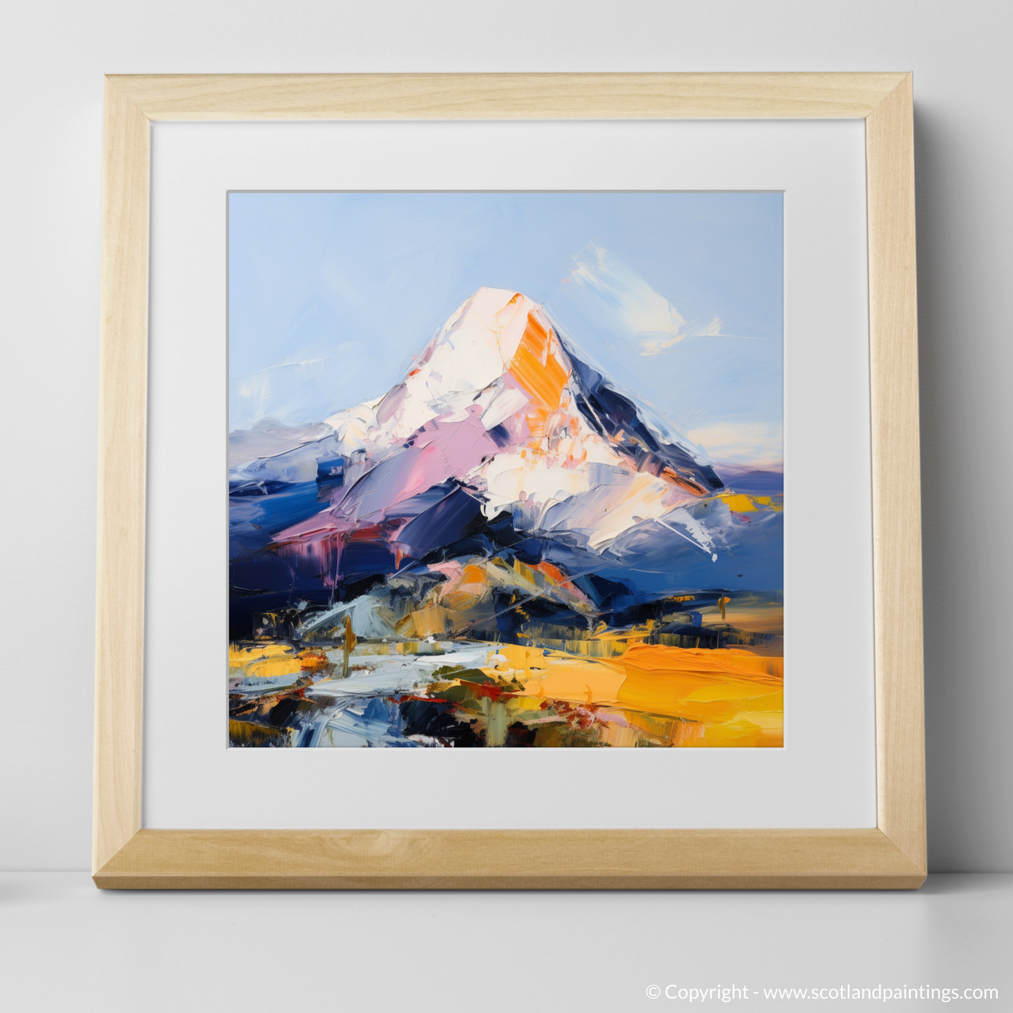 Art Print of Mount Keen with a natural frame