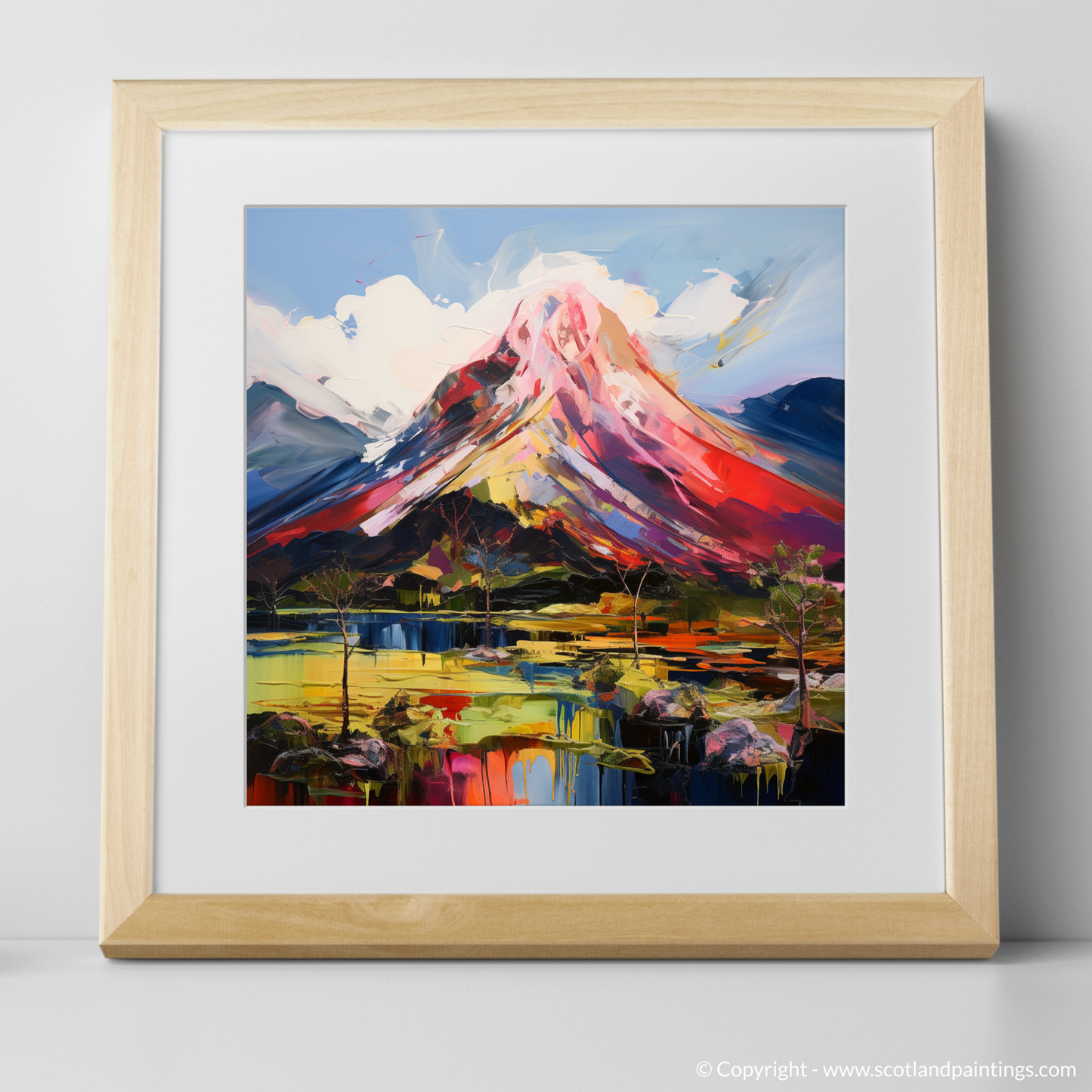 Art Print of Ben Lomond with a natural frame