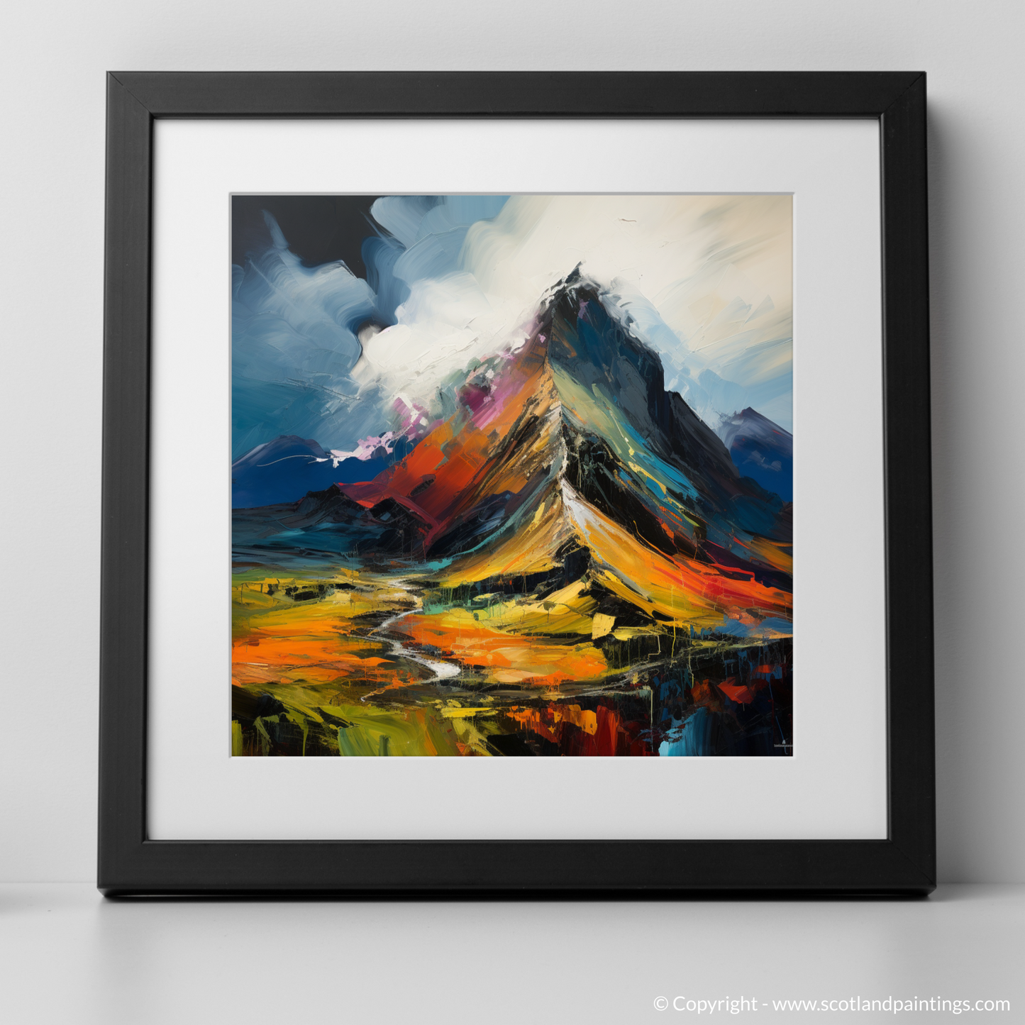 Painting and Art Print of Sgurr Dearg, Highlands. Sgurr Dearg Unleashed: An Expressionist Ode to the Scottish Highlands.