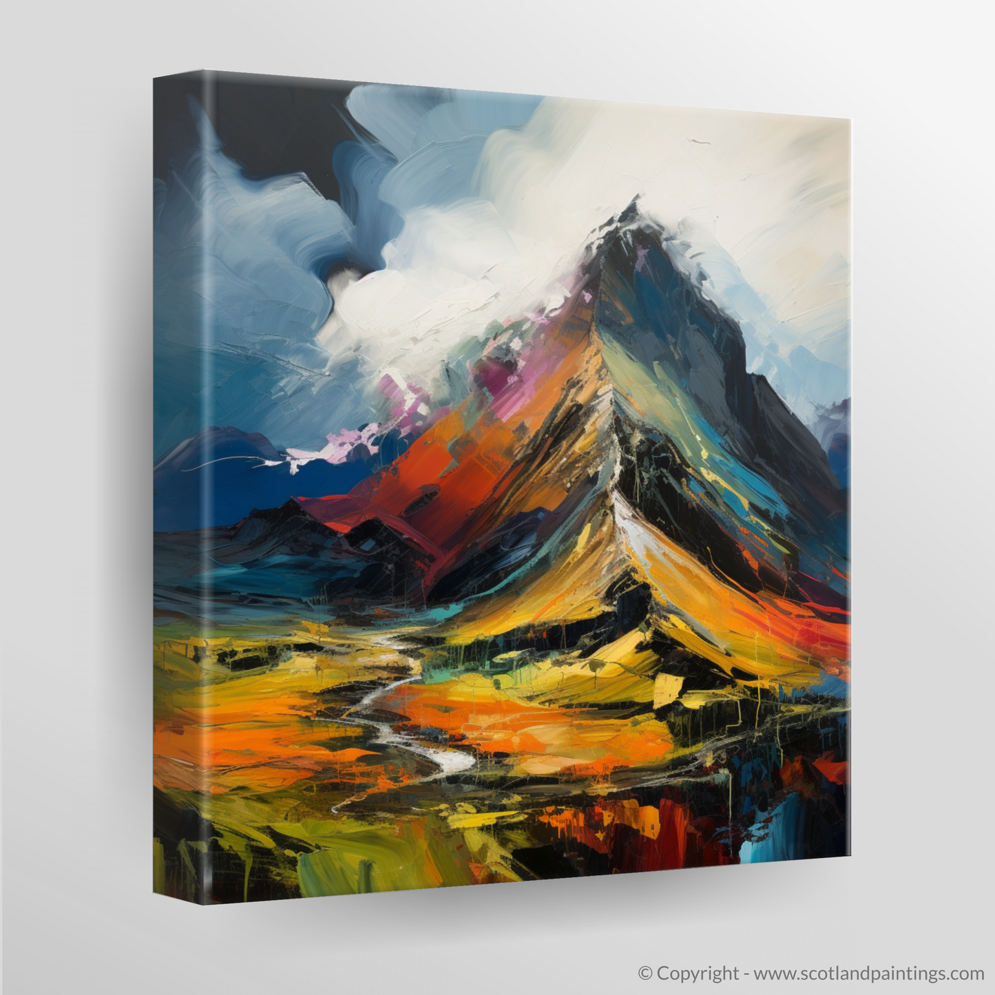 Painting and Art Print of Sgurr Dearg, Highlands. Sgurr Dearg Unleashed: An Expressionist Ode to the Scottish Highlands.