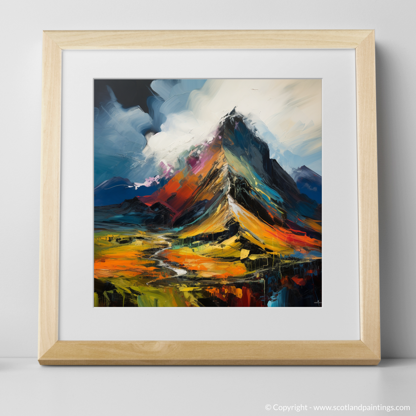 Painting and Art Print of Sgurr Dearg, Highlands. Sgurr Dearg Unleashed: An Expressionist Ode to the Scottish Highlands.