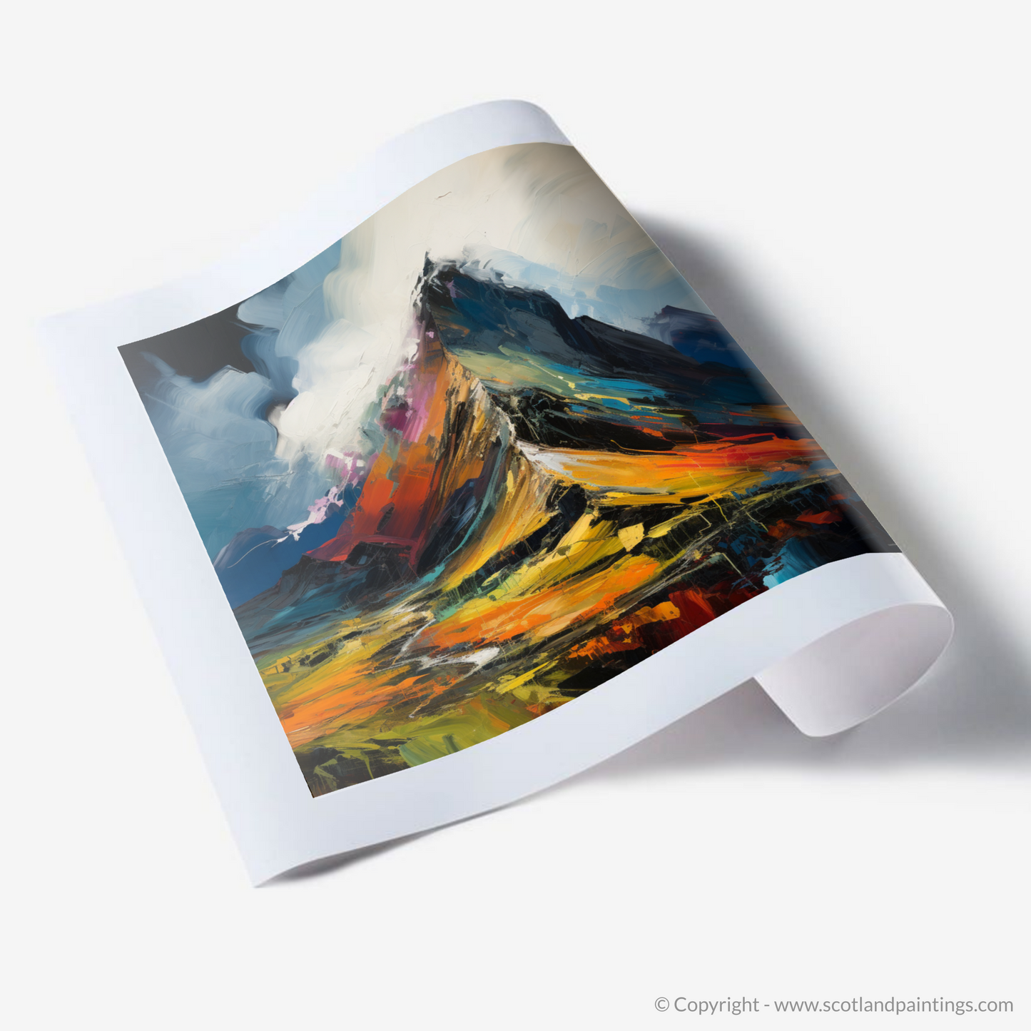 Painting and Art Print of Sgurr Dearg, Highlands. Sgurr Dearg Unleashed: An Expressionist Ode to the Scottish Highlands.