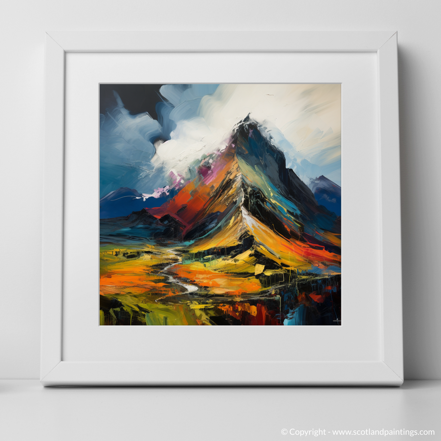 Painting and Art Print of Sgurr Dearg, Highlands. Sgurr Dearg Unleashed: An Expressionist Ode to the Scottish Highlands.