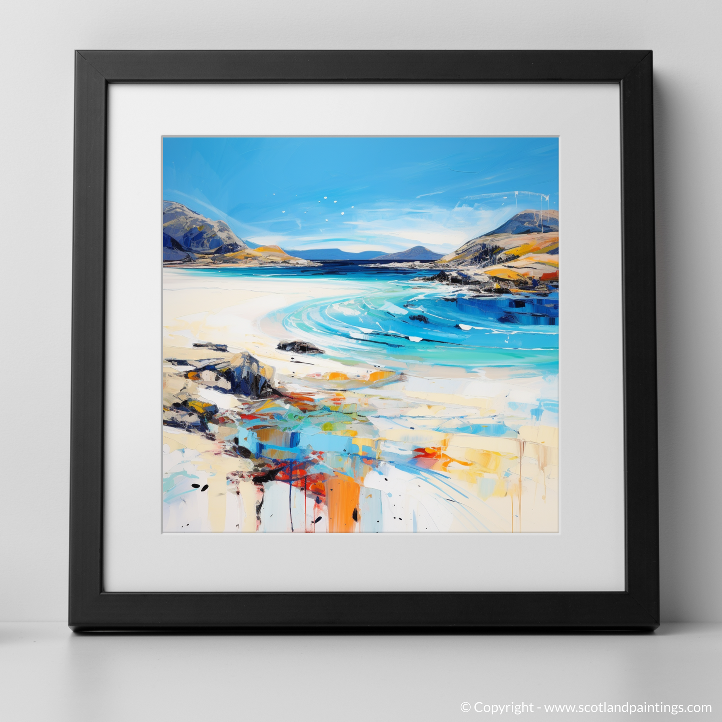 Art Print of Seilebost Beach, Isle of Harris with a black frame