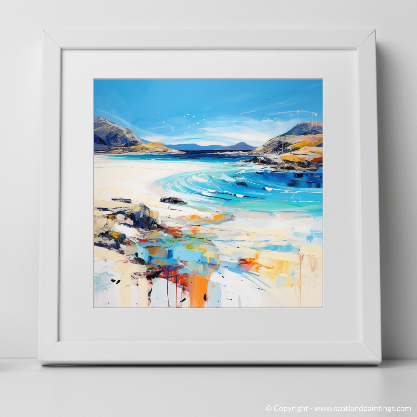 Art Print of Seilebost Beach, Isle of Harris with a white frame