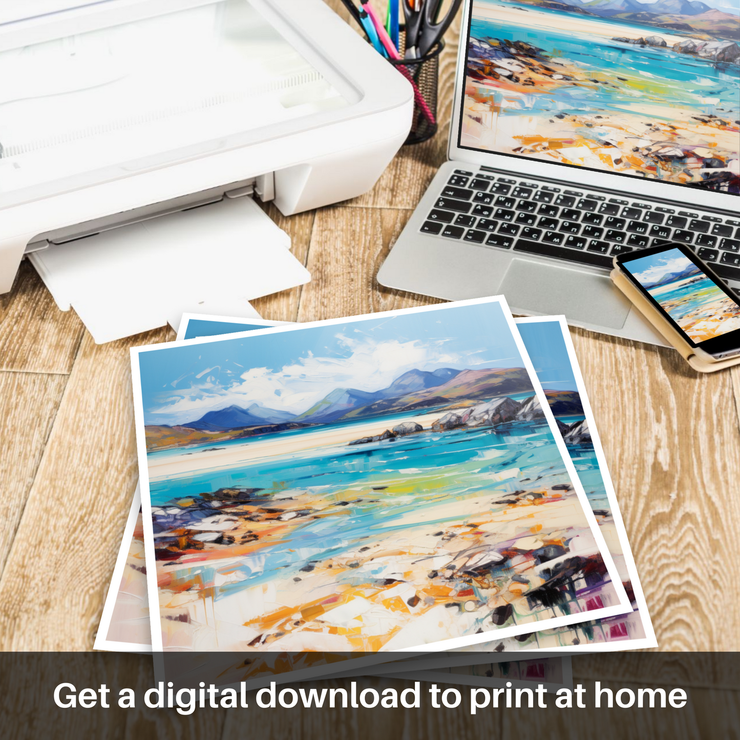 Downloadable and printable picture of Seilebost Beach, Isle of Harris