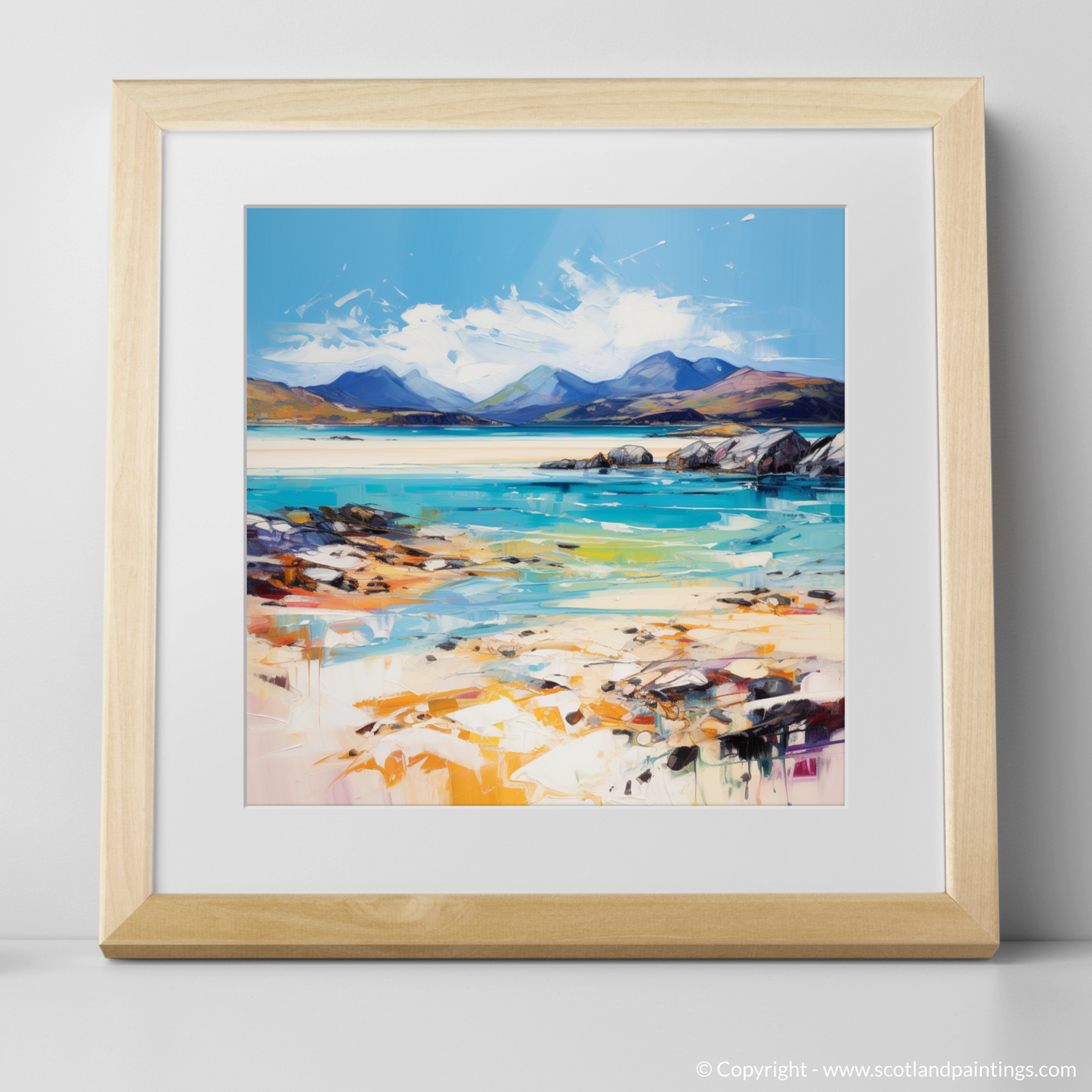Art Print of Seilebost Beach, Isle of Harris with a natural frame