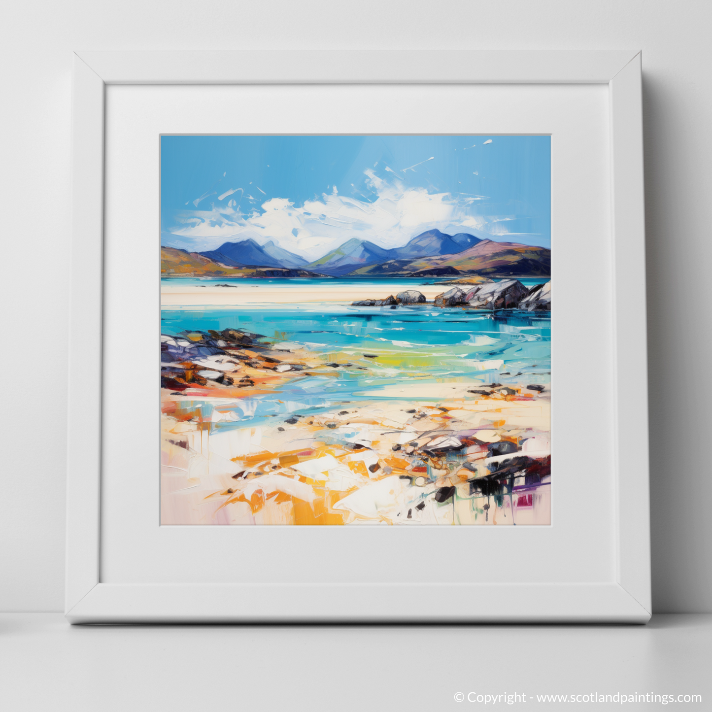 Art Print of Seilebost Beach, Isle of Harris with a white frame