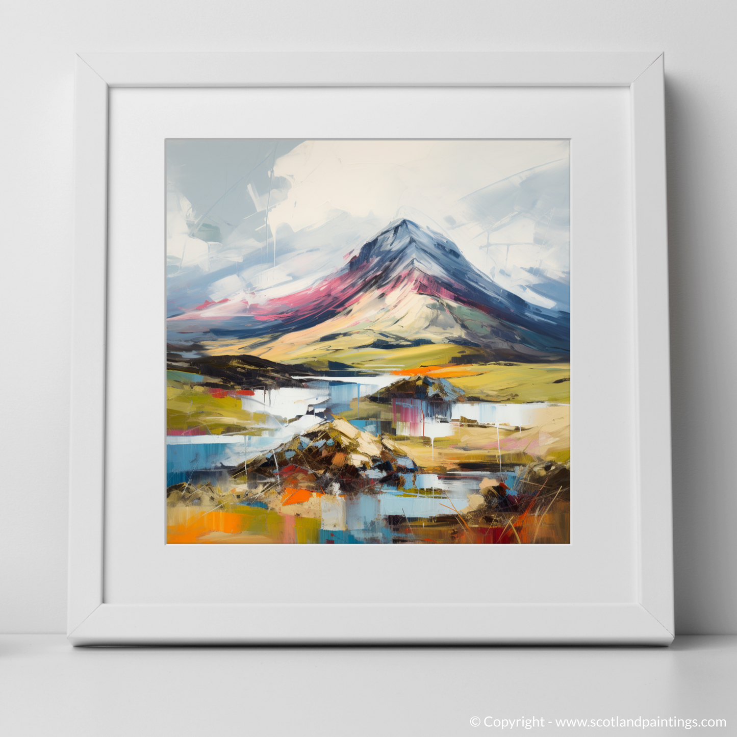 Art Print of Meall Garbh (Ben Lawers) with a white frame