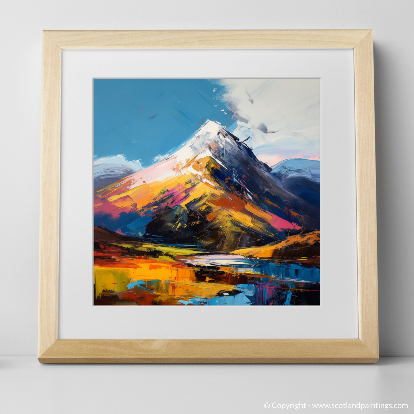 Art Print of Meall Garbh (Ben Lawers) with a natural frame