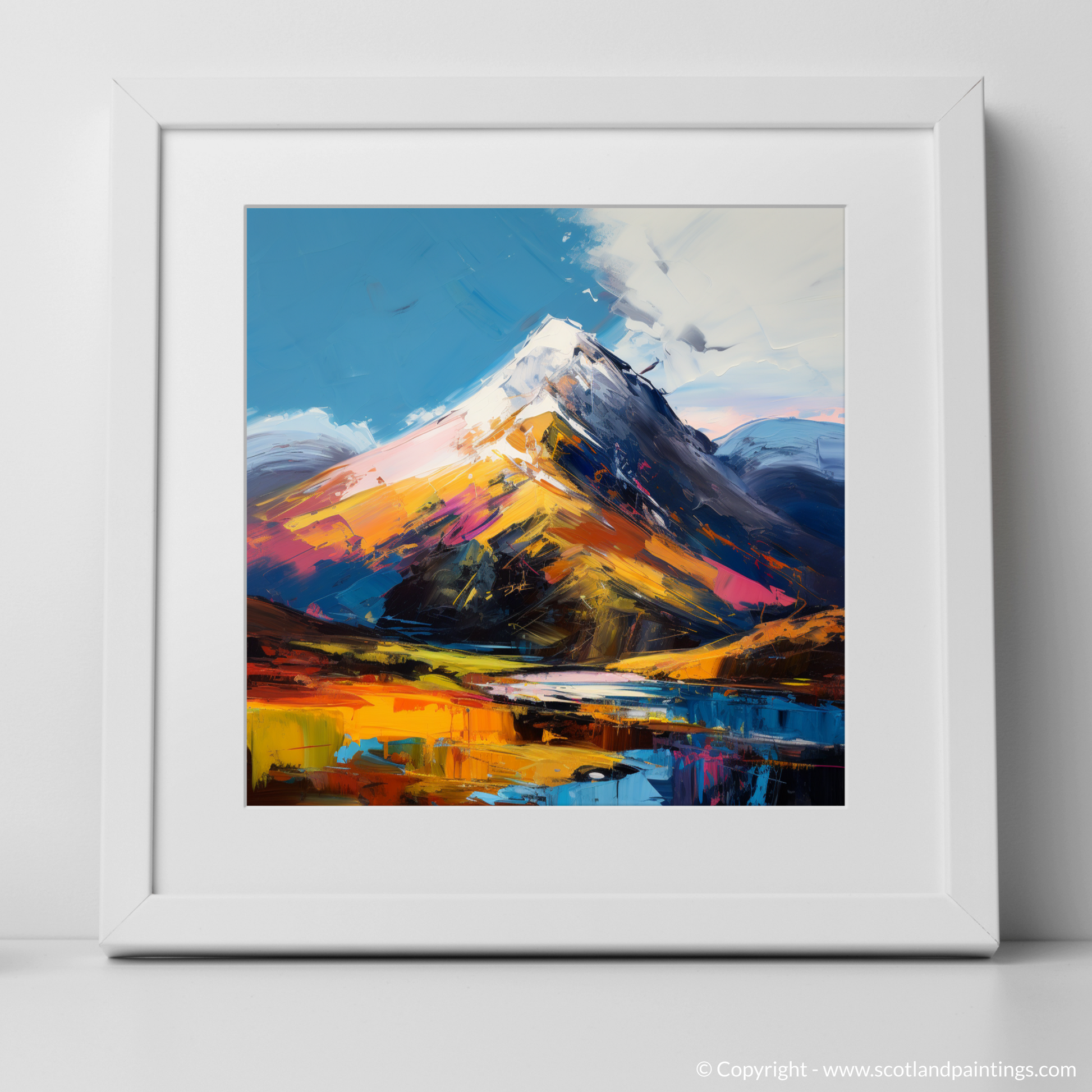 Art Print of Meall Garbh (Ben Lawers) with a white frame