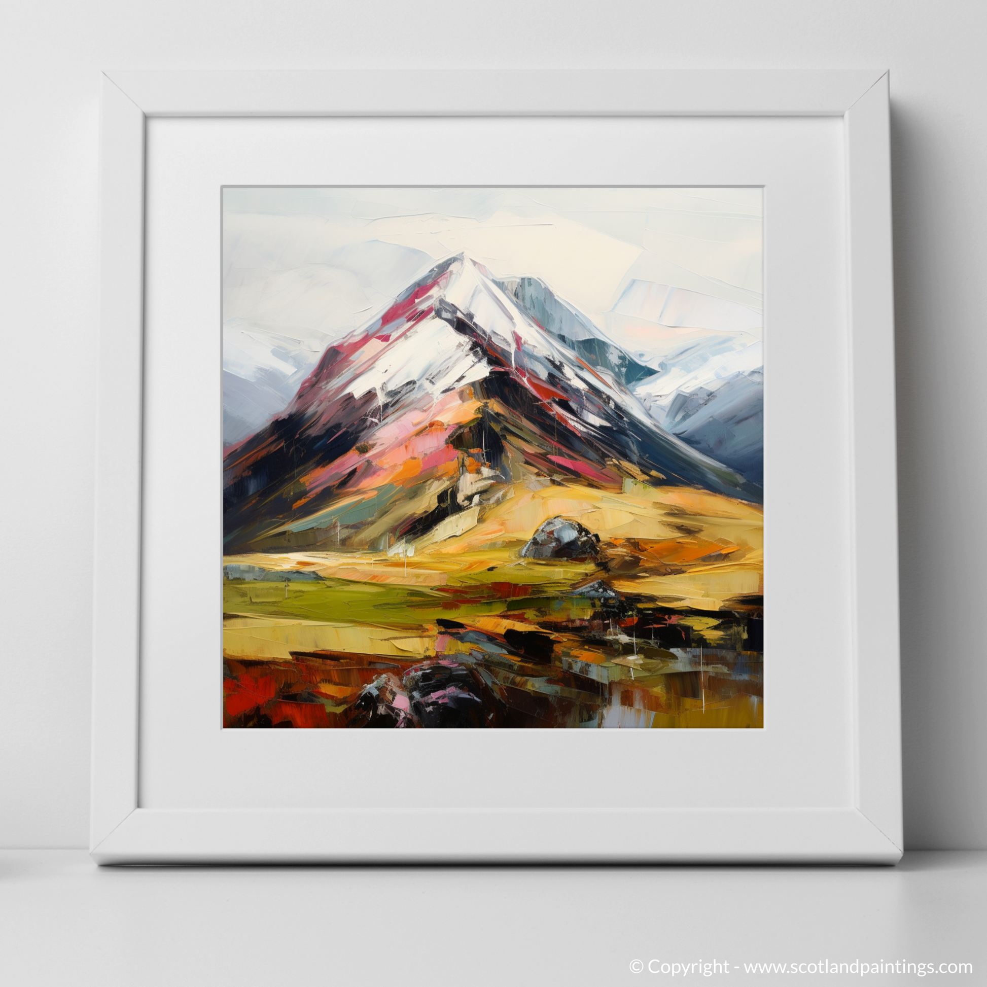 Art Print of Meall Garbh (Ben Lawers) with a white frame