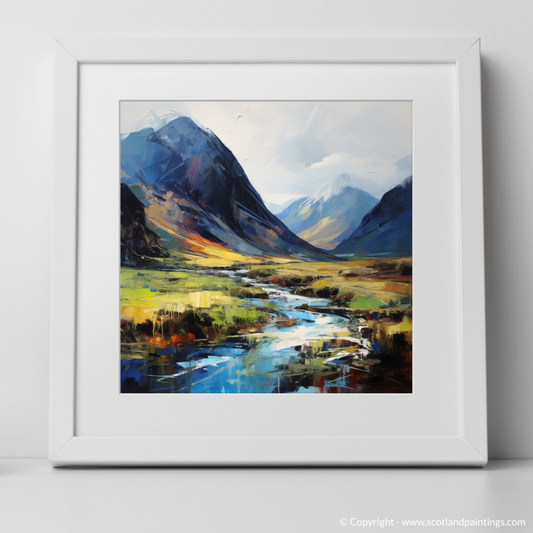 Painting and Art Print of Glen Coe, Highlands. Highland Majesty: An Expressionist Journey through Glen Coe.
