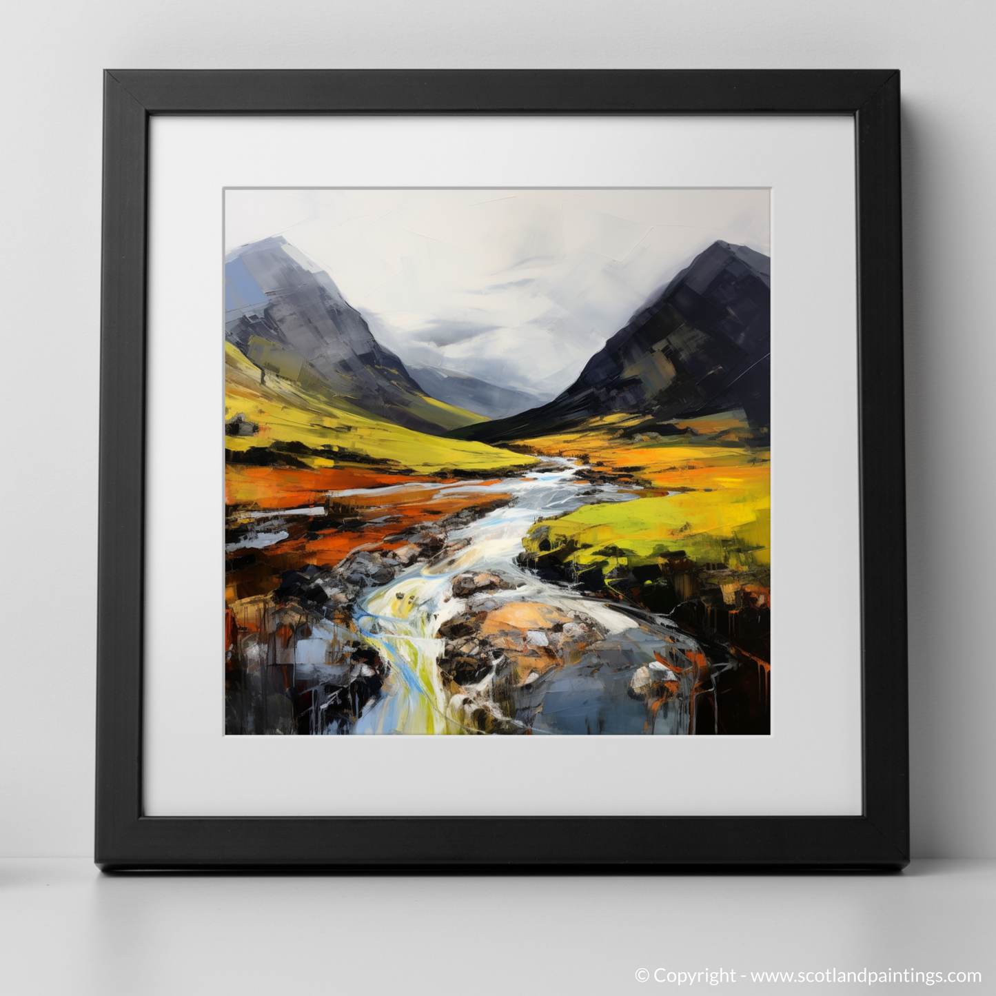 Art Print of Glen Coe, Highlands with a black frame