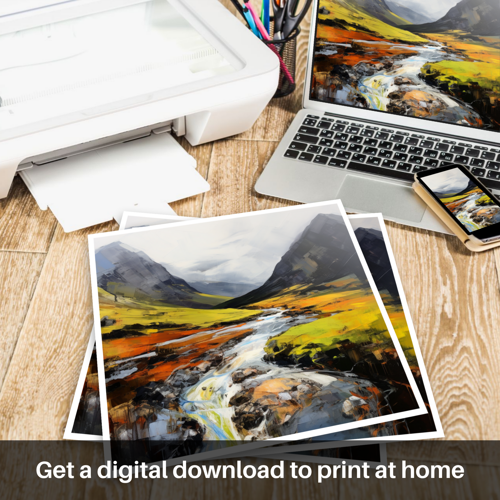 Downloadable and printable picture of Glen Coe, Highlands
