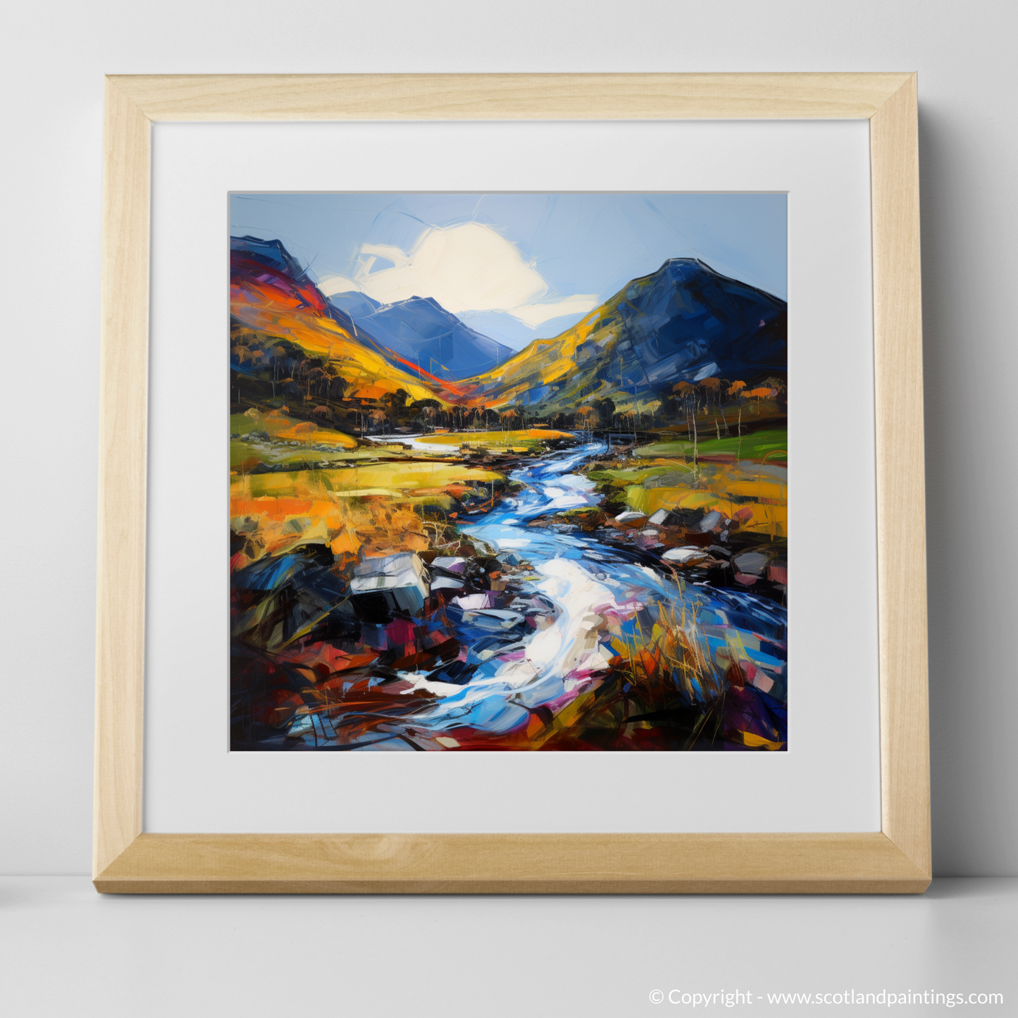 Art Print of Glen Esk, Angus with a natural frame