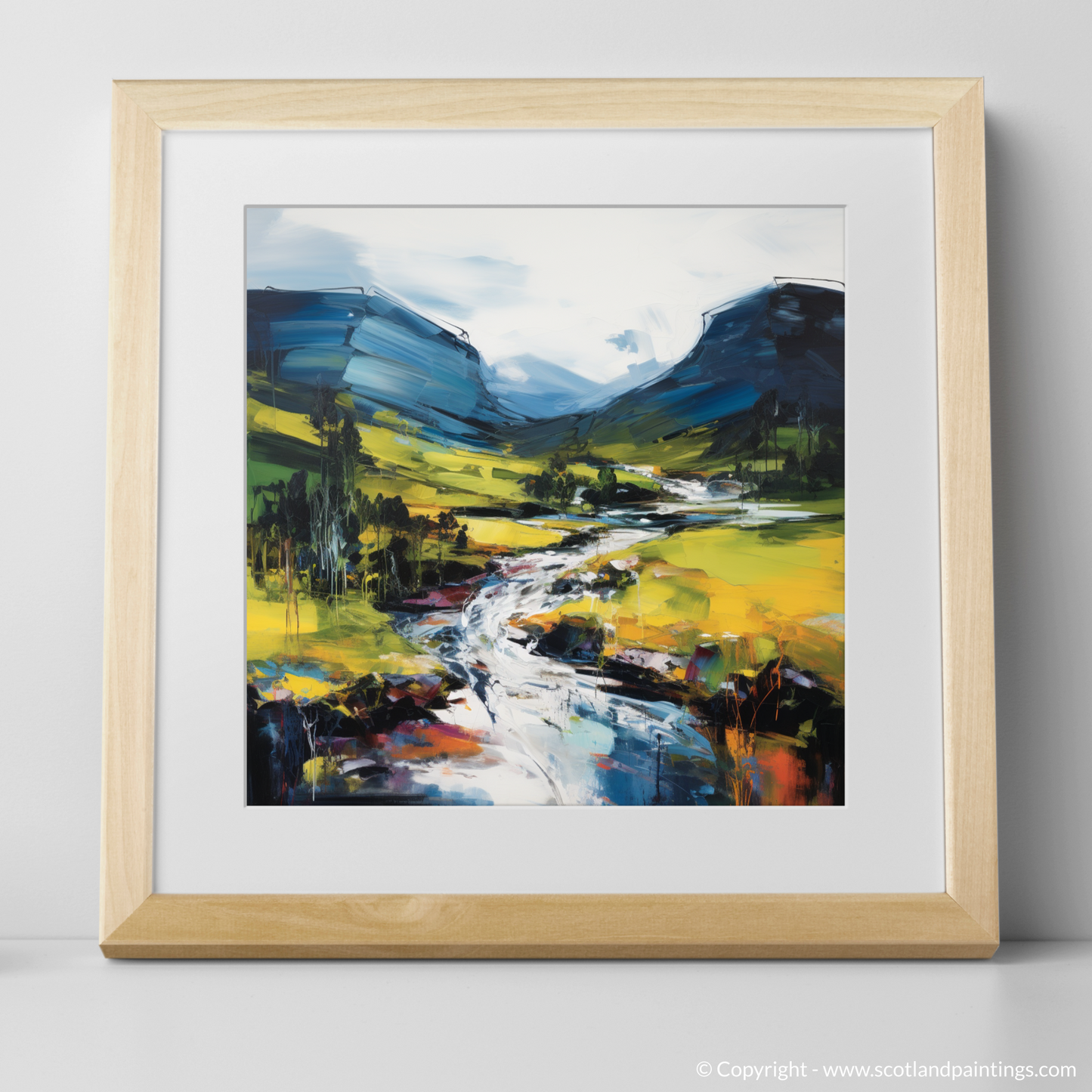 Art Print of Glen Esk, Angus with a natural frame