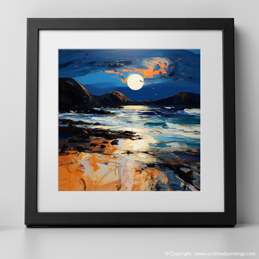 Art Print of Seilebost Beach at dusk with a black frame