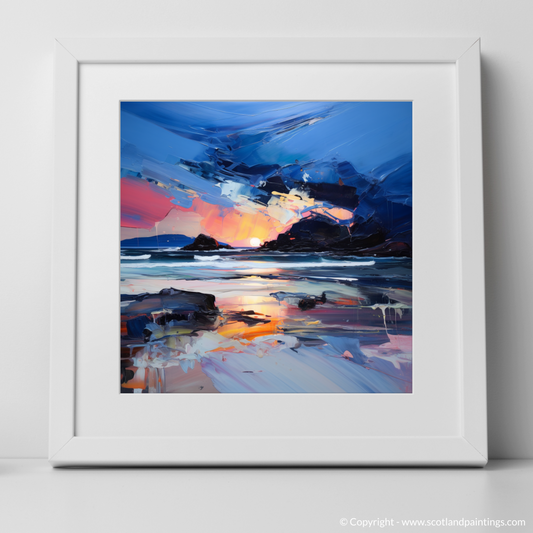 Art Print of Seilebost Beach at dusk with a white frame