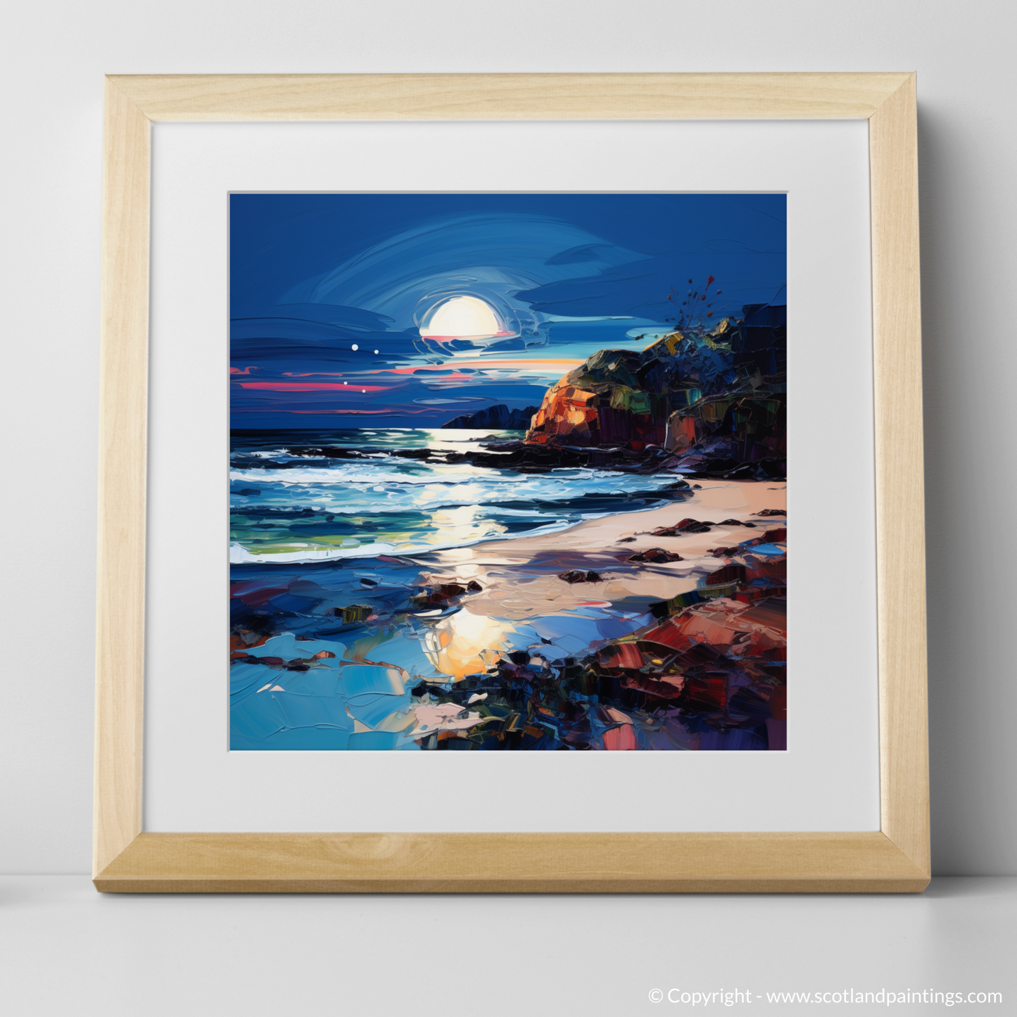 Art Print of Seilebost Beach at dusk with a natural frame