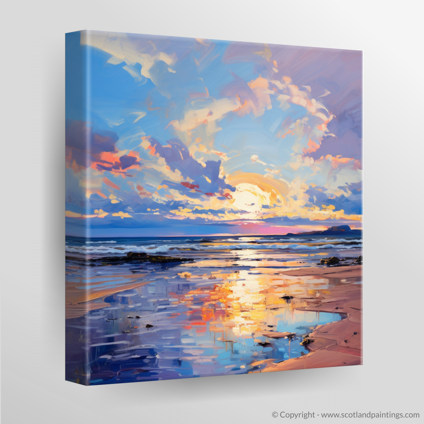 Canvas Print of Longniddry Beach at sunset