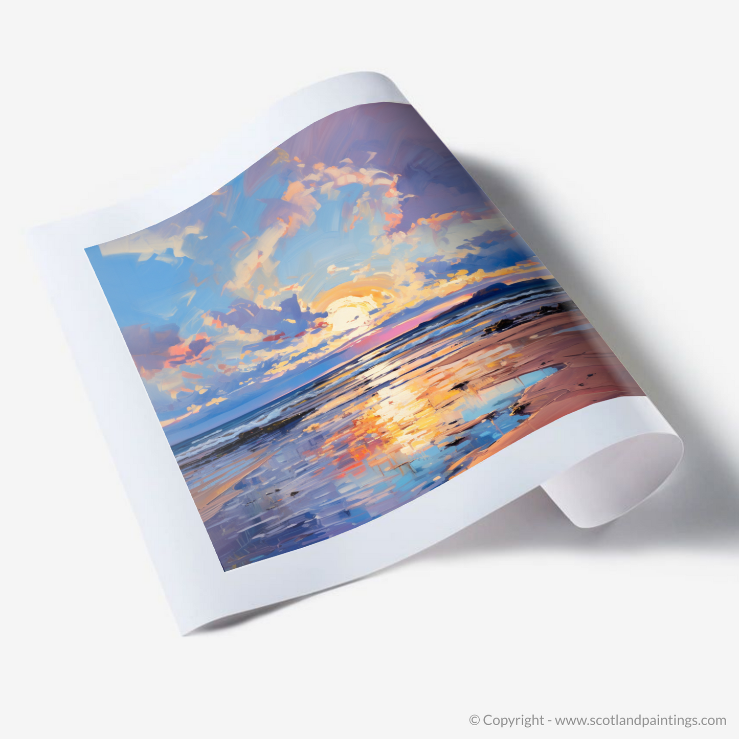 Art Print of Longniddry Beach at sunset