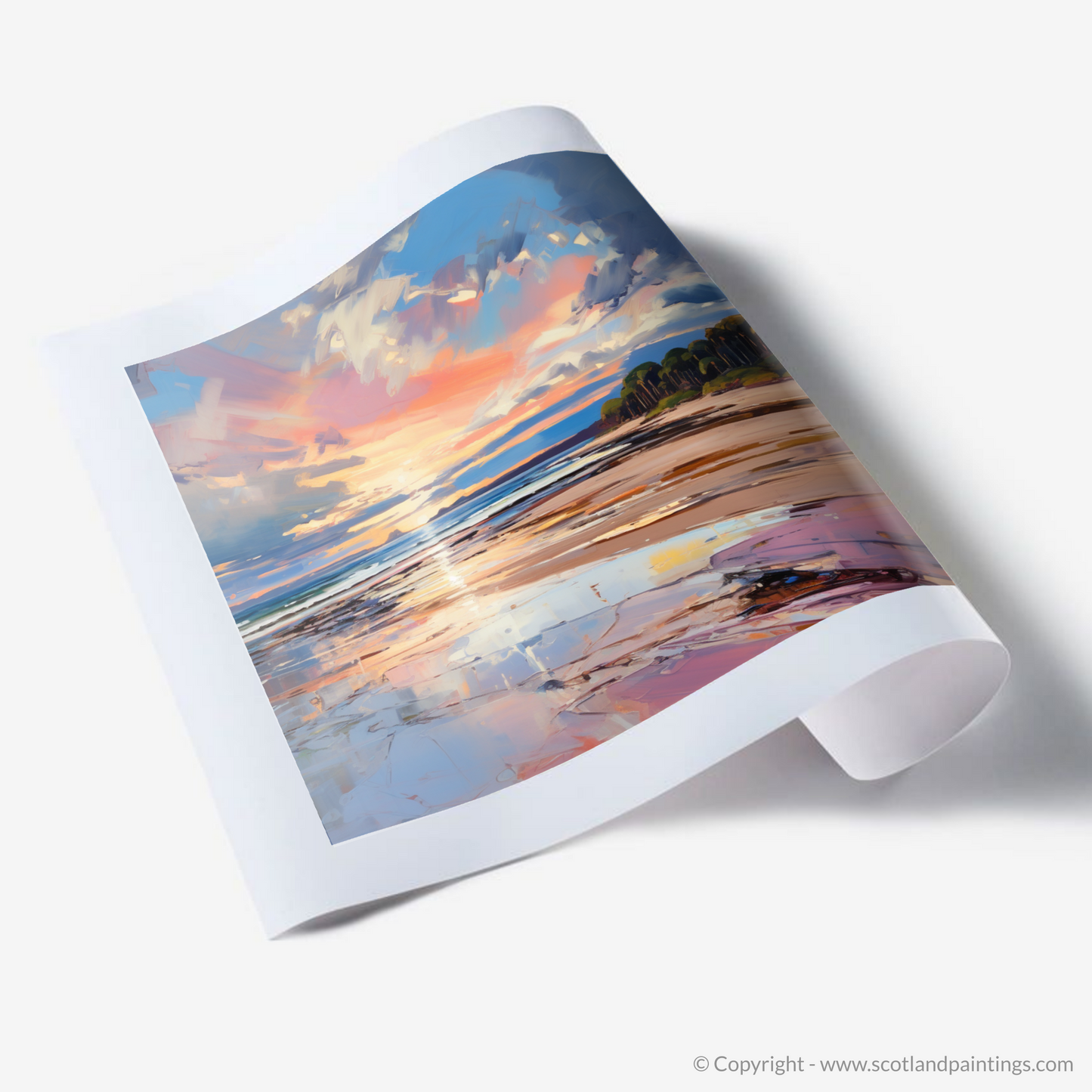 Art Print of Longniddry Beach at sunset