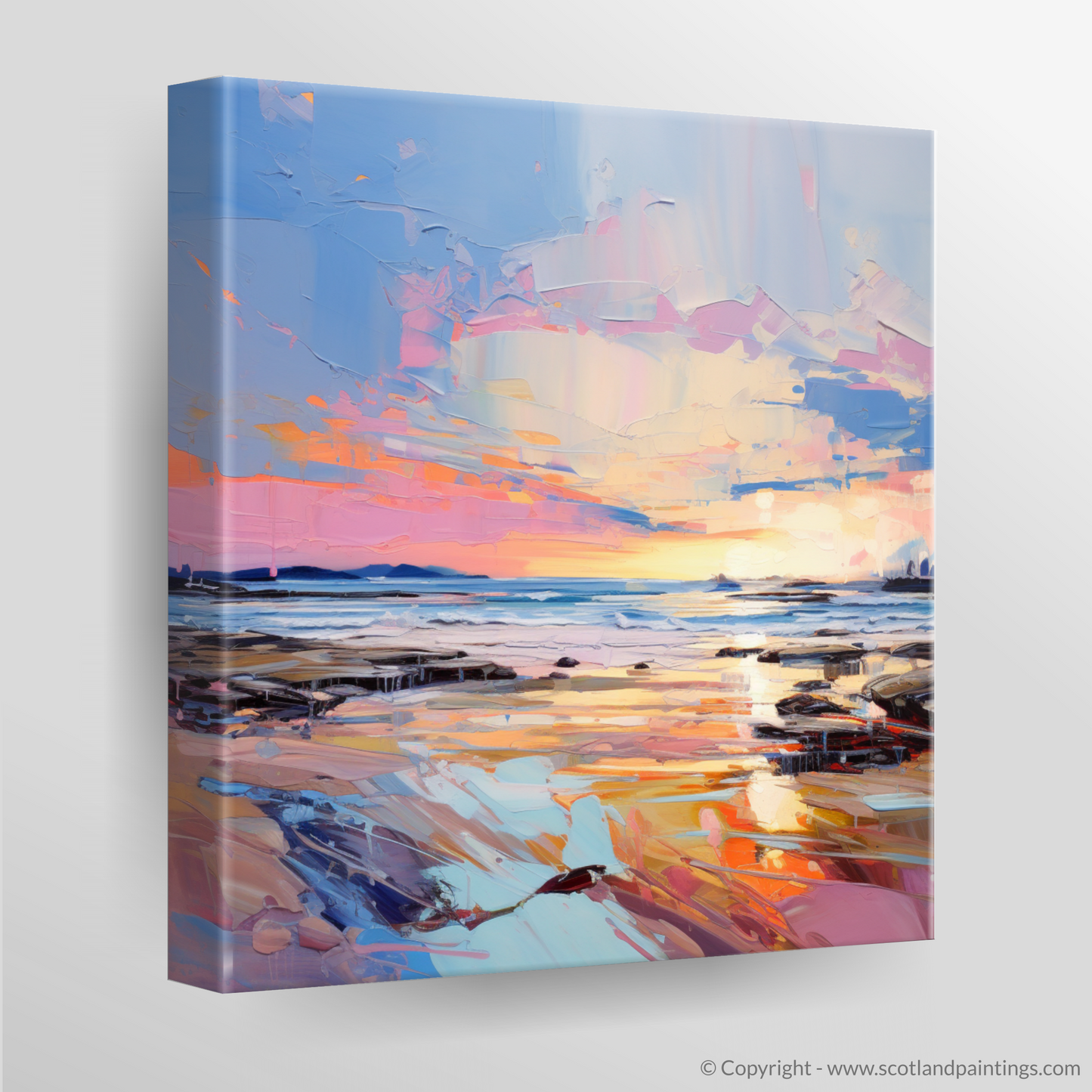 Canvas Print of Longniddry Beach at sunset