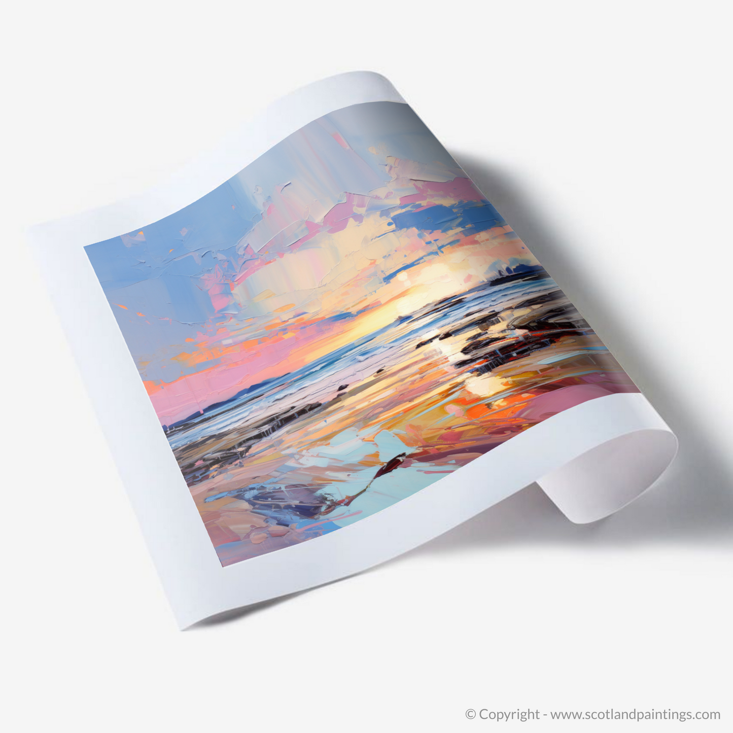 Art Print of Longniddry Beach at sunset