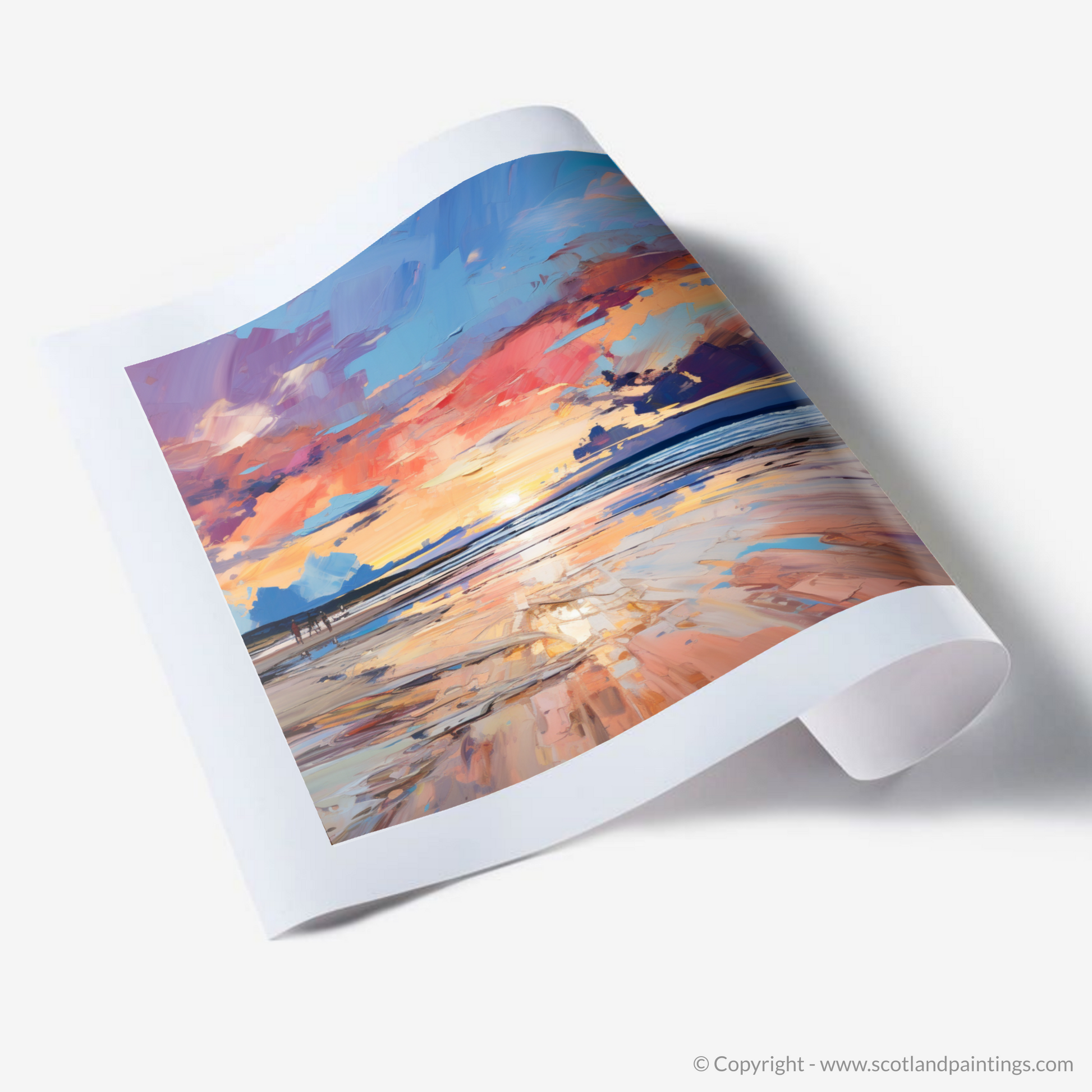 Art Print of Longniddry Beach at sunset