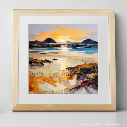 Art Print of Mellon Udrigle Beach at golden hour with a natural frame