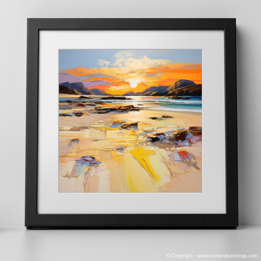 Painting and Art Print of Mellon Udrigle Beach at golden hour. Golden Hour Symphony at Mellon Udrigle Beach.