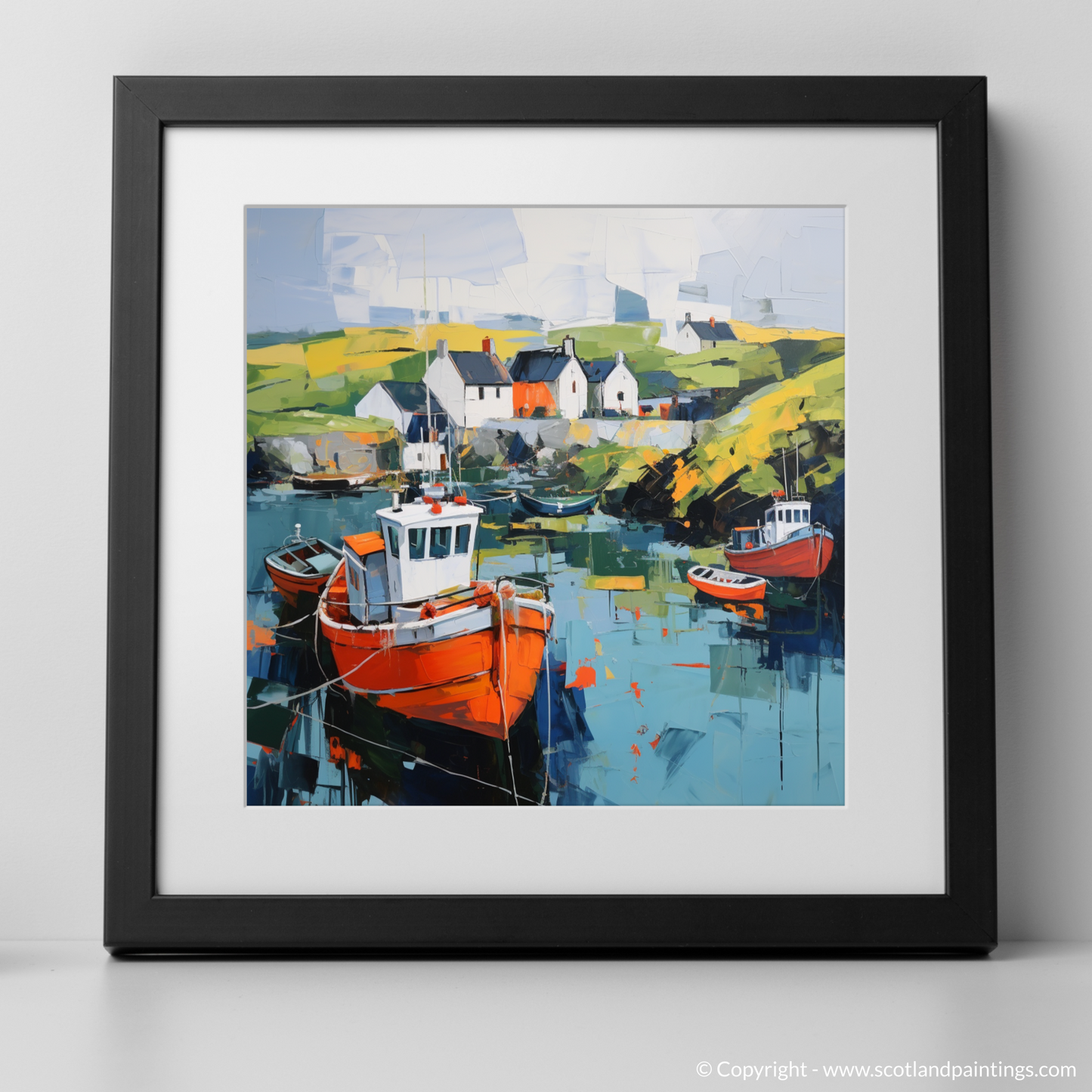 Art Print of Portnahaven Harbour, Isle of Islay with a black frame