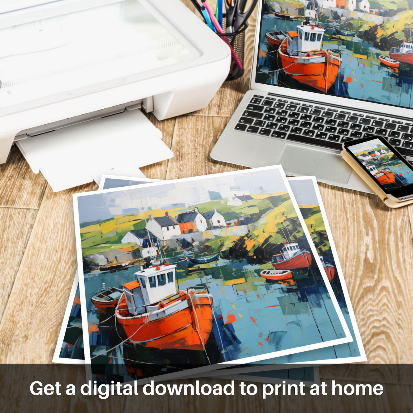 Downloadable and printable picture of Portnahaven Harbour, Isle of Islay