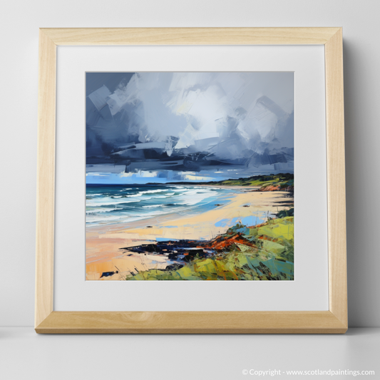 Painting and Art Print of Gullane Beach with a stormy sky. Stormy Splendour of Gullane Beach.