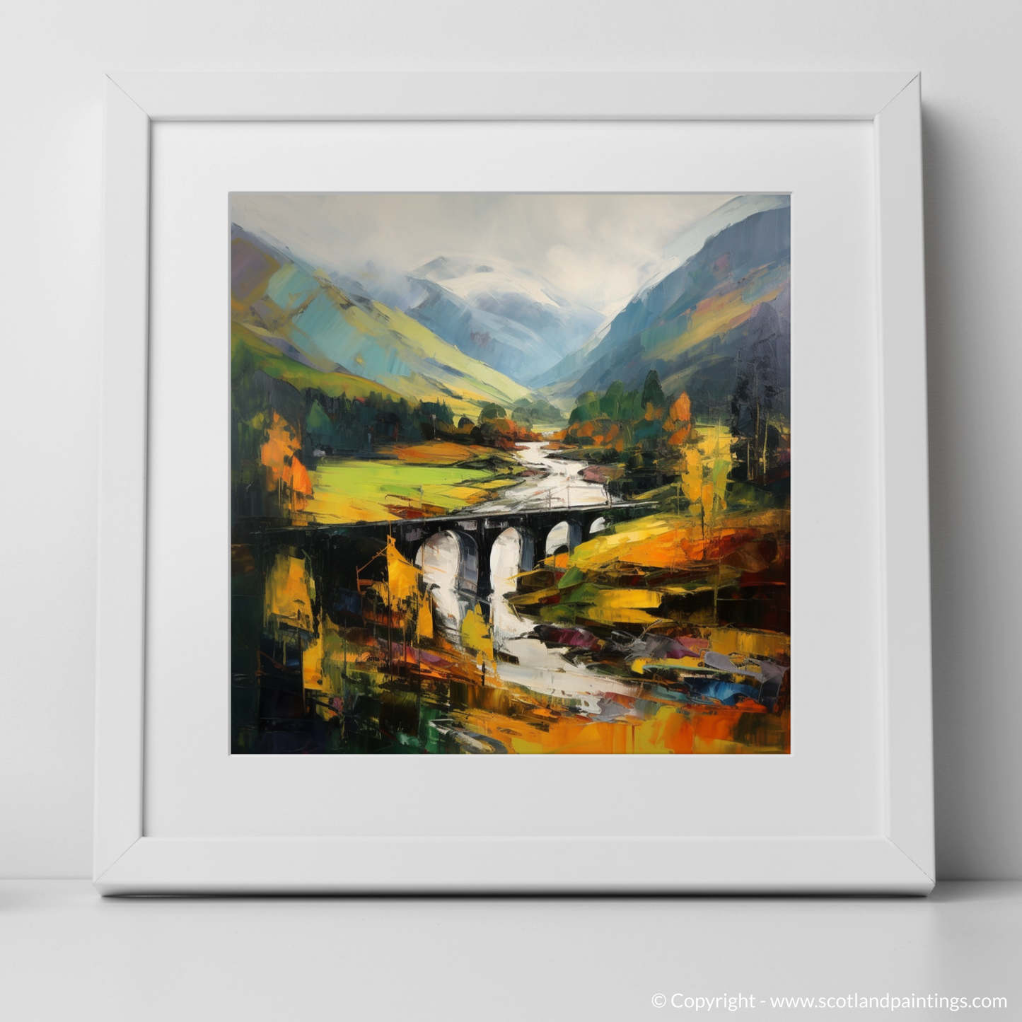 Painting and Art Print of Glenfinnan, Highlands. Autumnal Embrace of Glenfinnan.