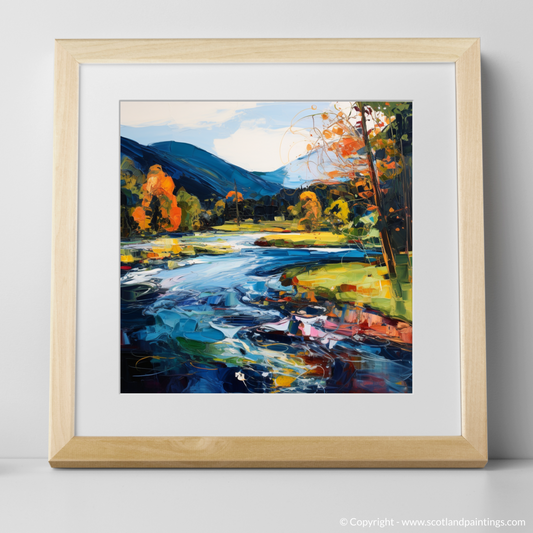 Art Print of River Lyon, Perthshire with a natural frame