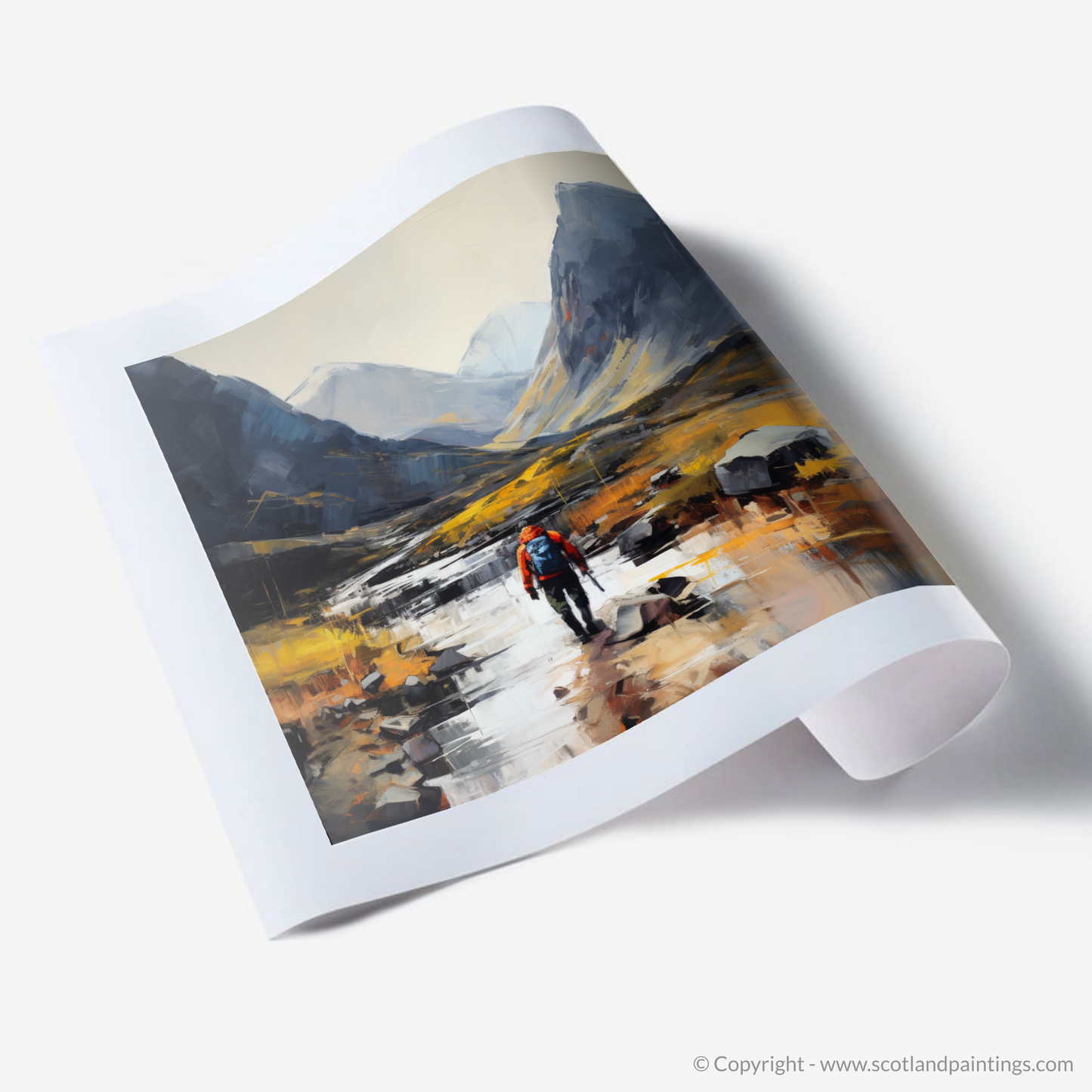 Art Print of Walker crossing River Coe in Glencoe