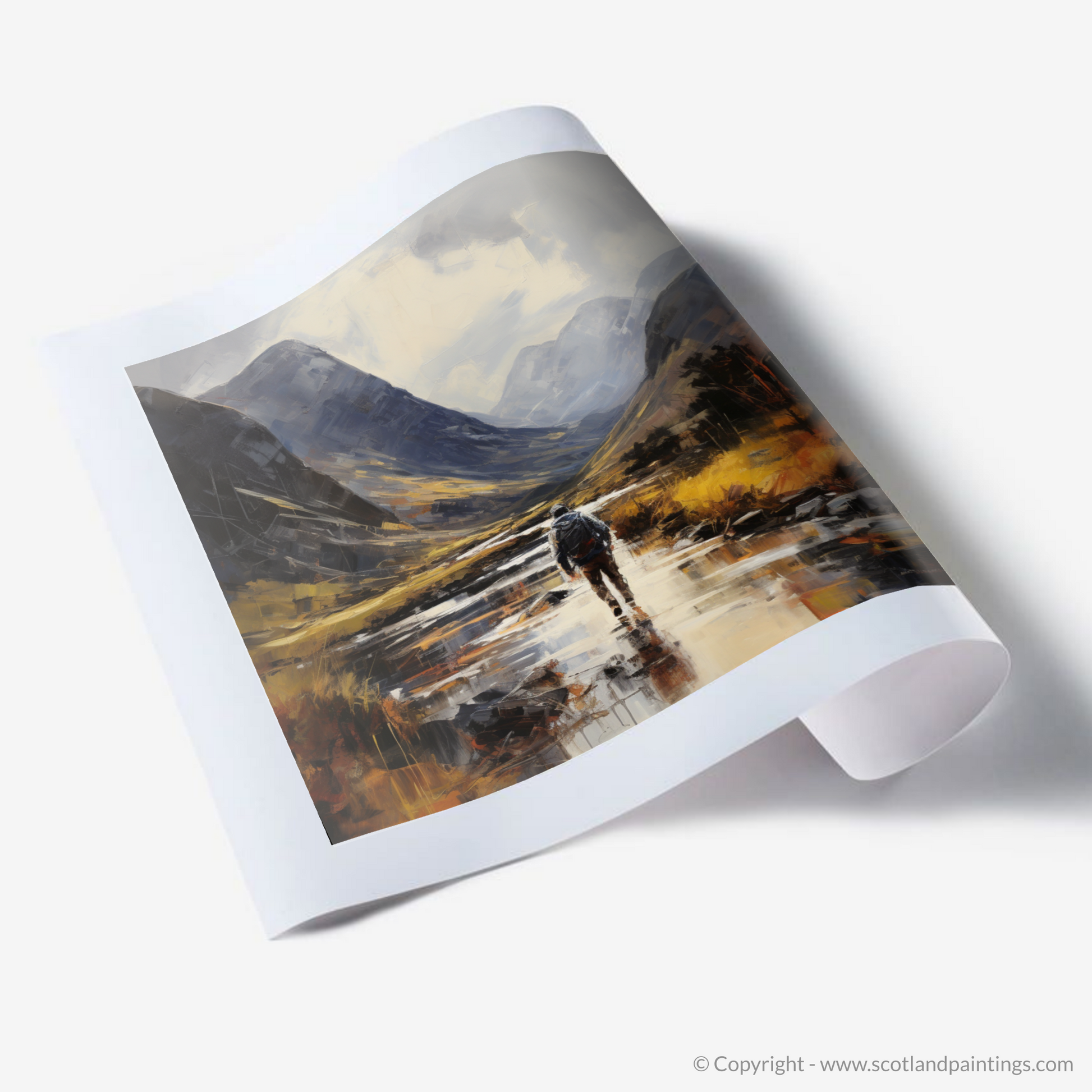 Art Print of Walker crossing River Coe in Glencoe