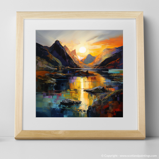 Art Print of Loch Coruisk at sunset with a natural frame