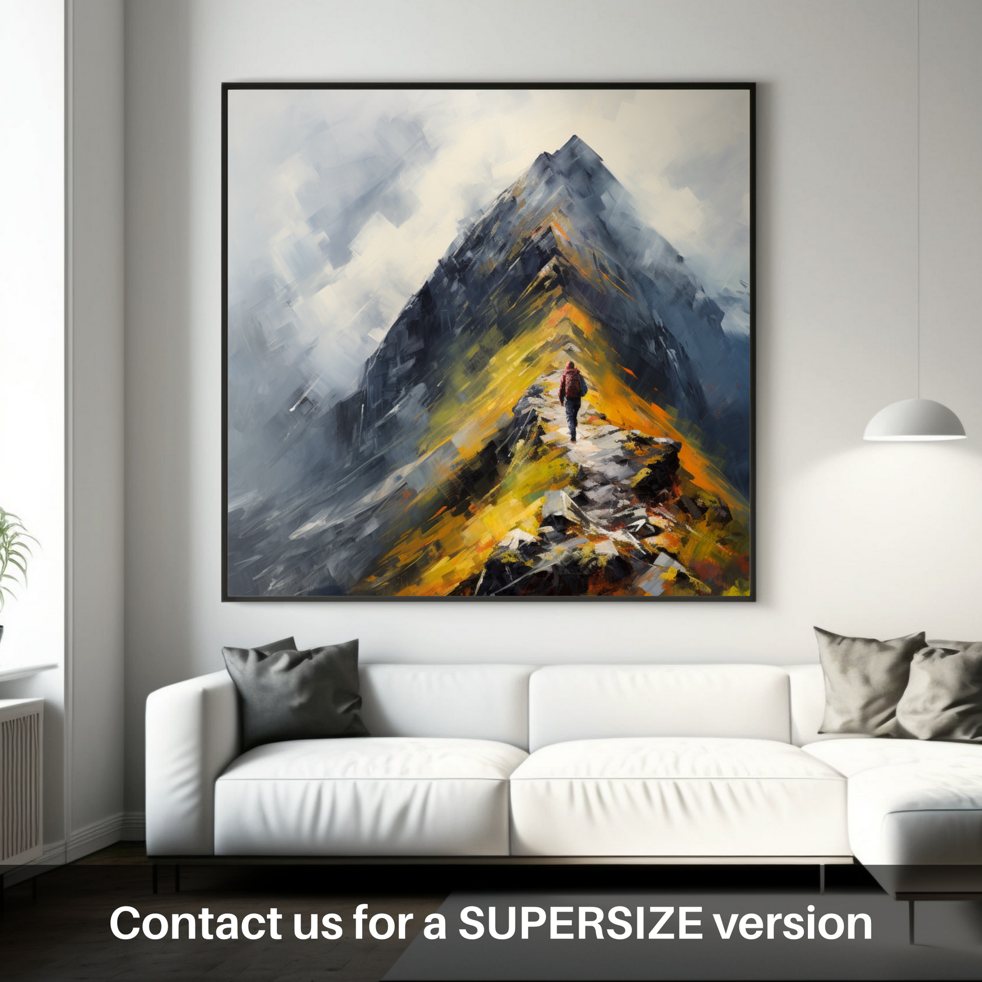 Huge supersize print of Climber ascending misty peak in Glencoe