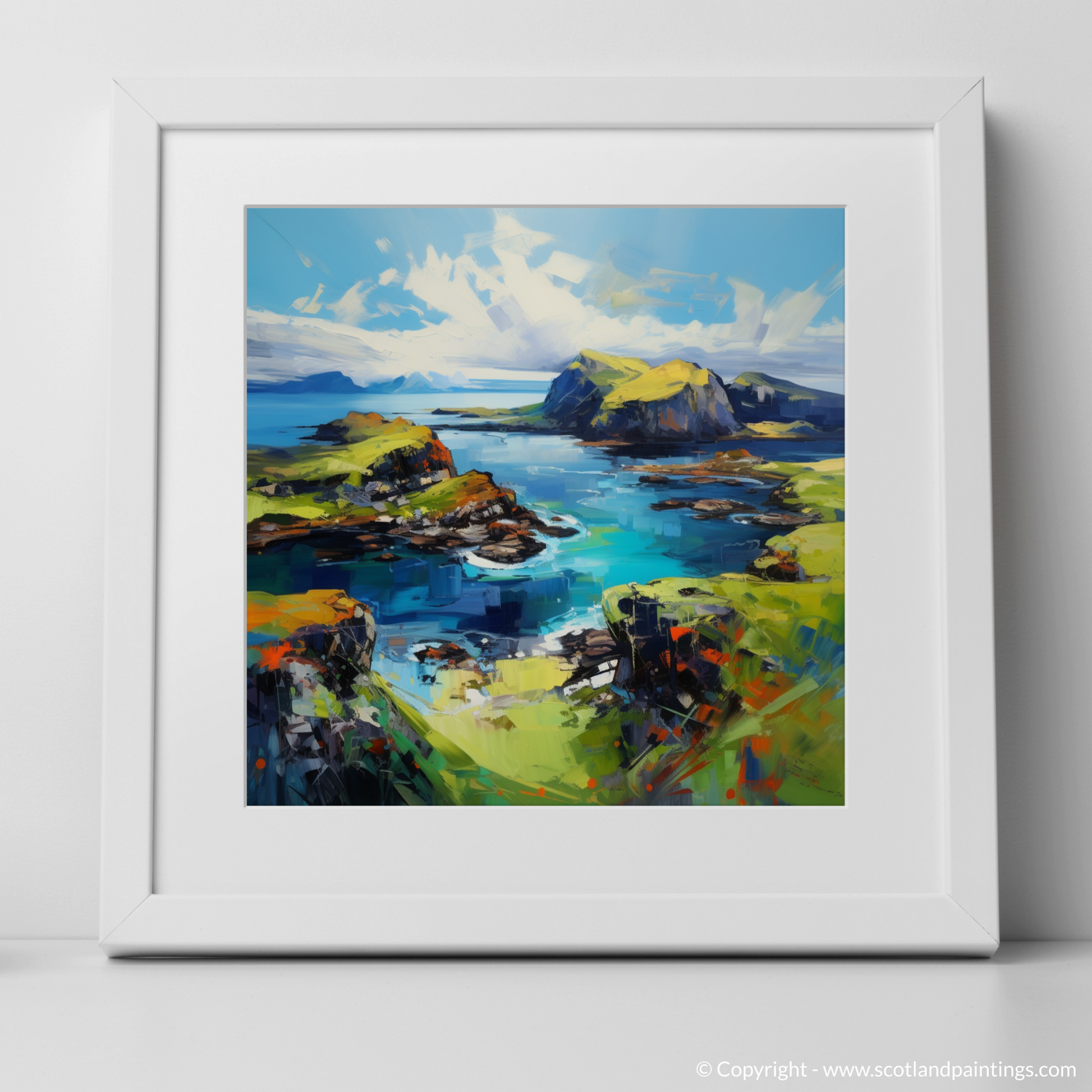 Art Print of Isle of Skye's smaller isles, Inner Hebrides with a white frame