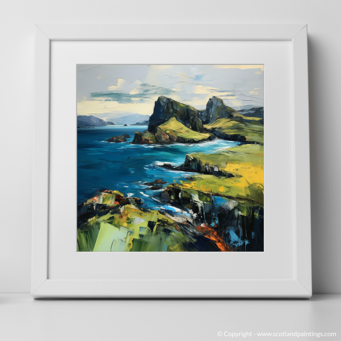 Art Print of Isle of Skye's smaller isles, Inner Hebrides with a white frame