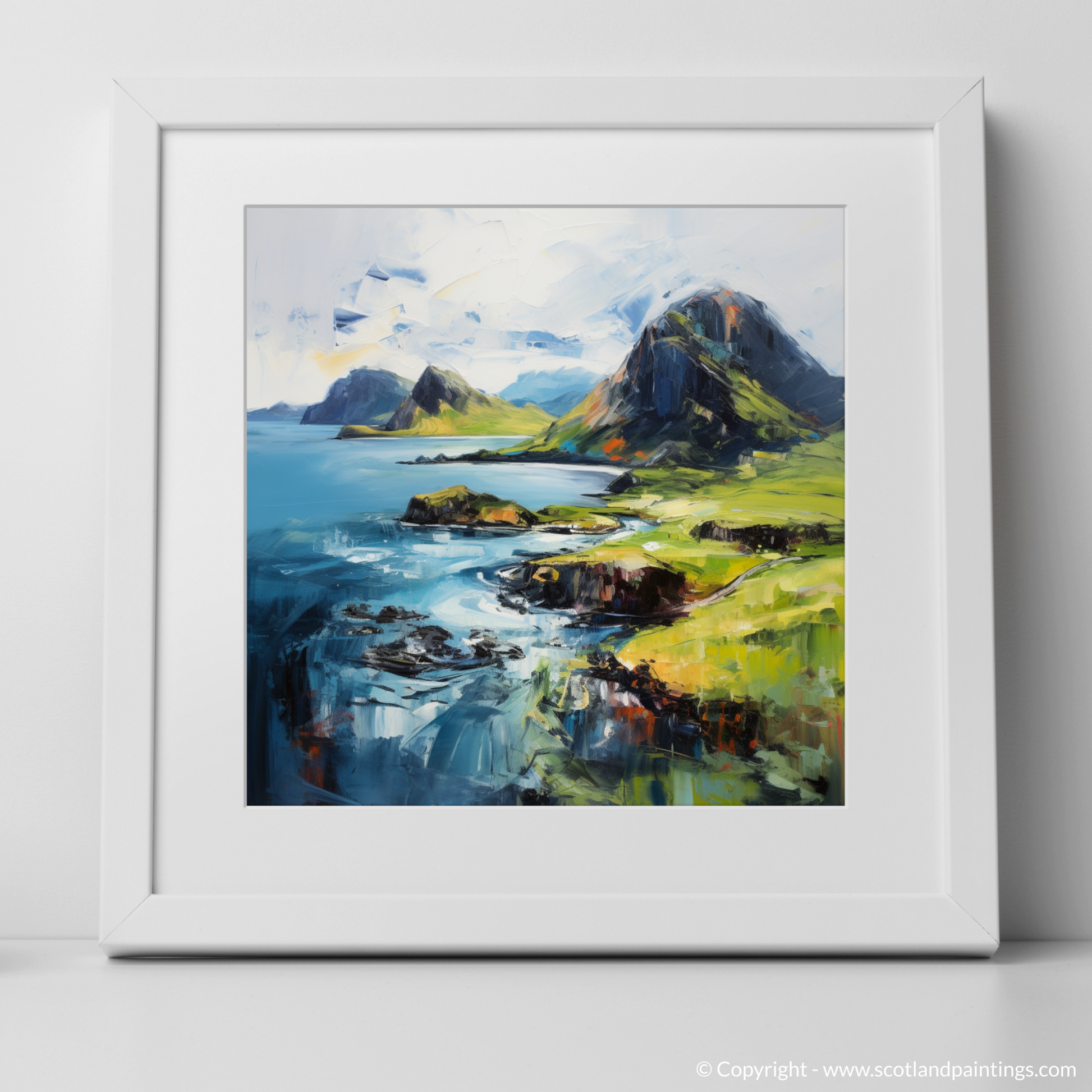 Art Print of Isle of Skye's smaller isles, Inner Hebrides with a white frame