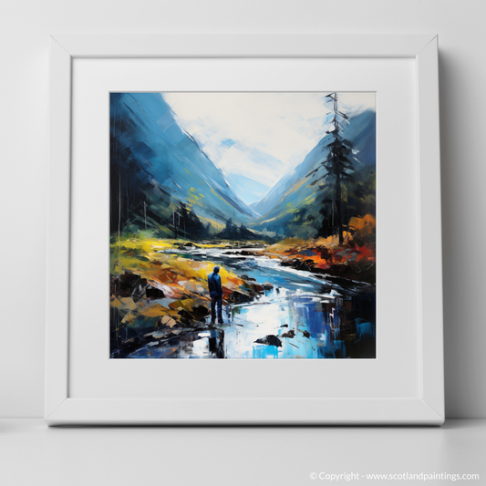 Painting and Art Print of Walker crossing River Coe in Glencoe. Walker's Contemplation by River Coe.