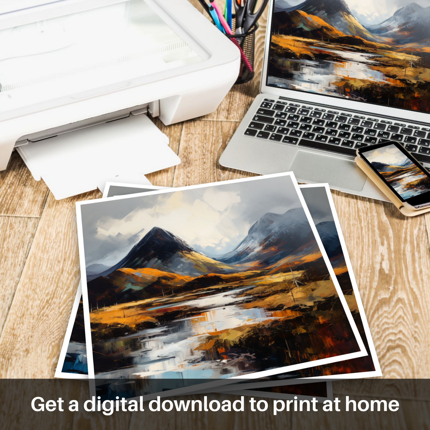 Downloadable and printable picture of Beinn Narnain