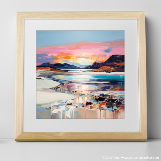 Art Print of Mellon Udrigle Beach at dusk with a natural frame