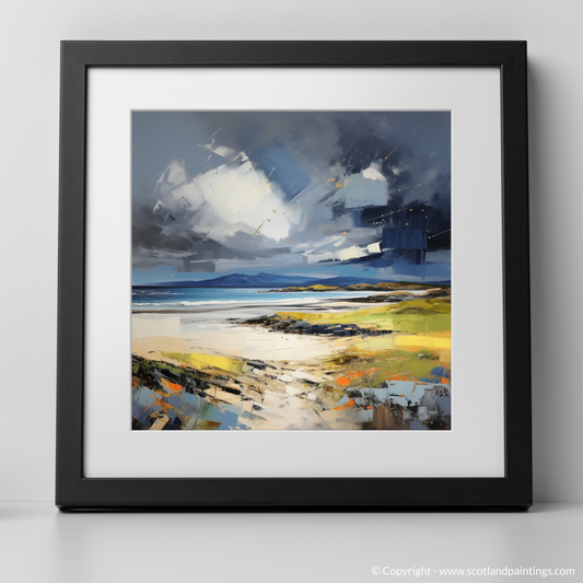 Painting and Art Print of Scarista Beach with a stormy sky. Storm's Embrace: An Expressionist Ode to Scarista Beach.