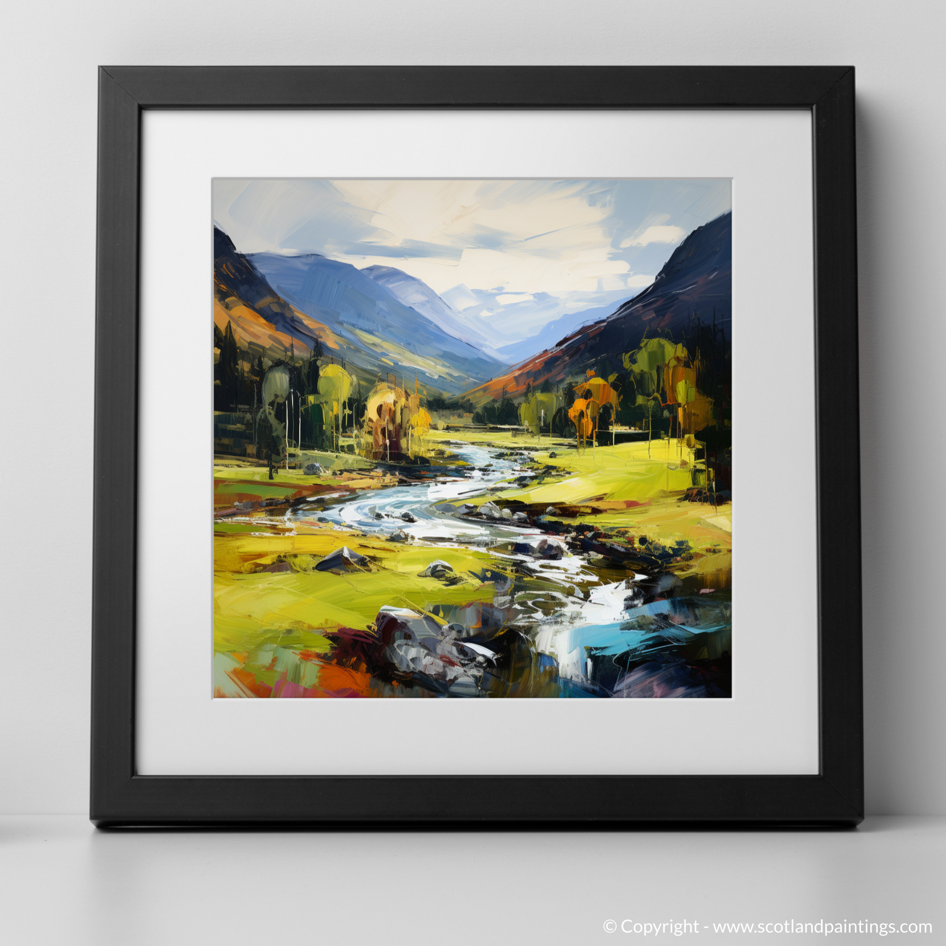 Art Print of Glen Lyon, Perthshire with a black frame